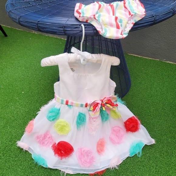 Bonnie Baby White Dress 18M w/ Ribbon Bow & Bloomers | NWOT Princess Layers - Picture 4 of 16